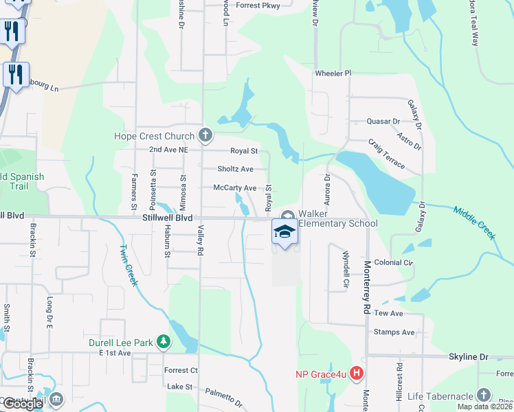 map of restaurants, bars, coffee shops, grocery stores, and more near 5509 Cone Drive in Crestview
