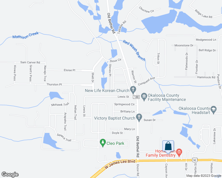 map of restaurants, bars, coffee shops, grocery stores, and more near 237 Paradise Palm Circle in Crestview