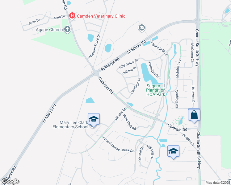map of restaurants, bars, coffee shops, grocery stores, and more near 101 Mill Creek Dr in St Marys