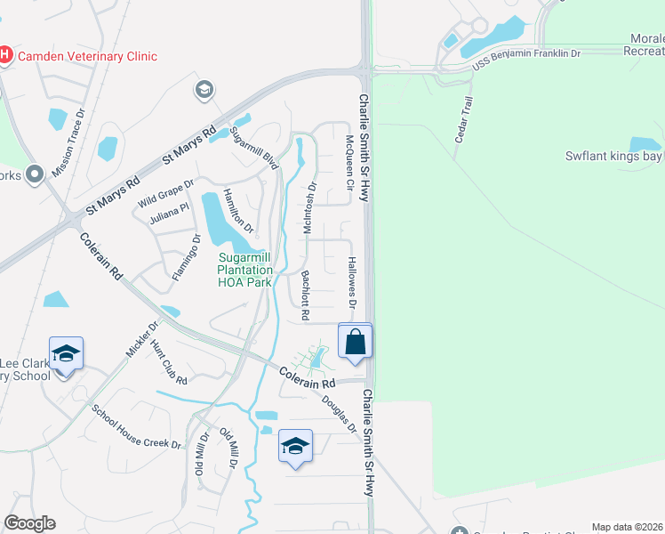 map of restaurants, bars, coffee shops, grocery stores, and more near 316 Hallowes Drive in St. Marys