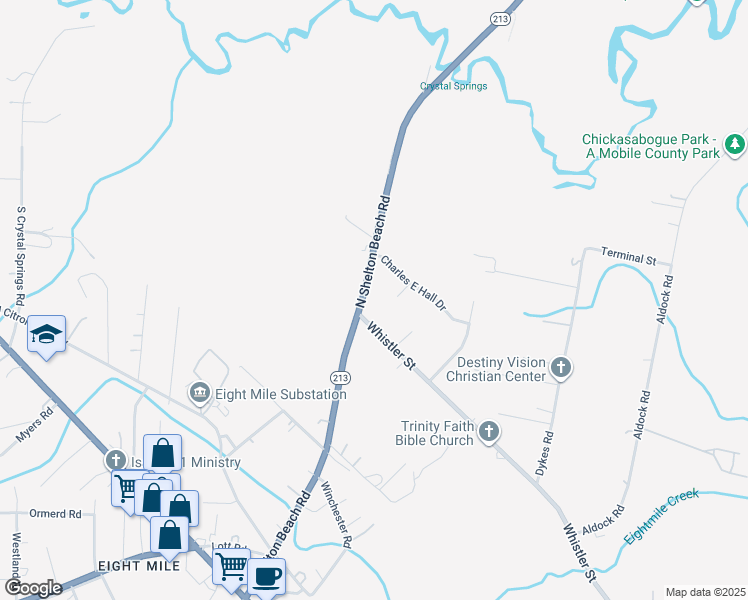 map of restaurants, bars, coffee shops, grocery stores, and more near 4648-4698 N Whistler St in Prichard