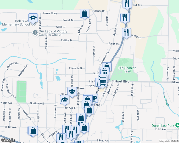 map of restaurants, bars, coffee shops, grocery stores, and more near 759 9th Avenue in Crestview