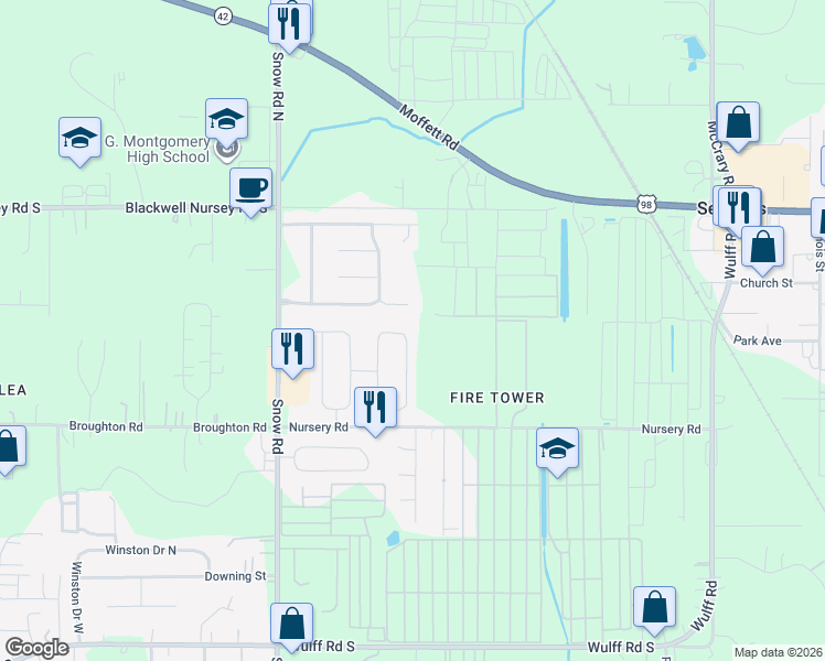 map of restaurants, bars, coffee shops, grocery stores, and more near 3986 Harmony Ridge Circle West in Semmes