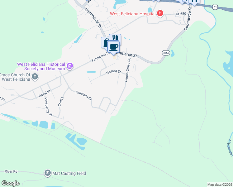 map of restaurants, bars, coffee shops, grocery stores, and more near 4735 Pecan Grove Road in Saint Francisville