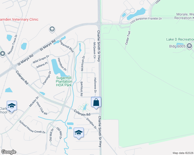 map of restaurants, bars, coffee shops, grocery stores, and more near 332 Hallowes Drive in St. Marys