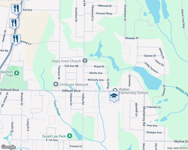 map of restaurants, bars, coffee shops, grocery stores, and more near 2946 Sholtz Avenue in Crestview