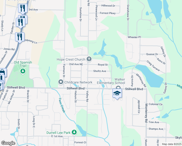 map of restaurants, bars, coffee shops, grocery stores, and more near 2932 Sholtz Avenue in Crestview