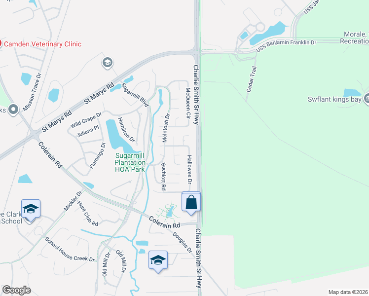 map of restaurants, bars, coffee shops, grocery stores, and more near 332 Hallowes Drive in St. Marys