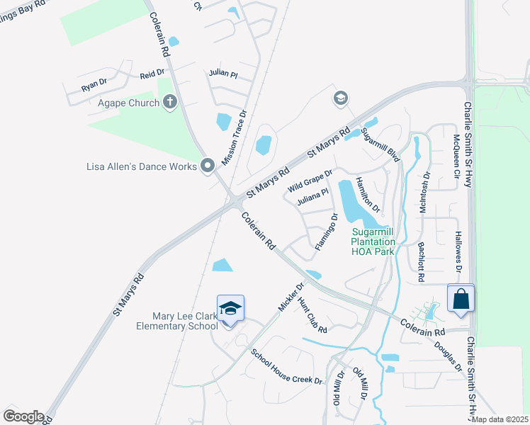 map of restaurants, bars, coffee shops, grocery stores, and more near 11115 Colerain Road in St. Marys