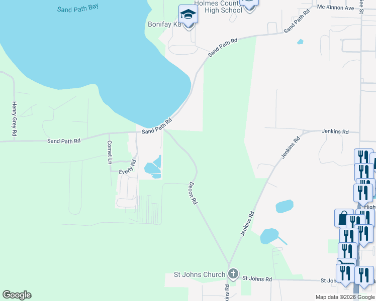 map of restaurants, bars, coffee shops, grocery stores, and more near in Bonifay