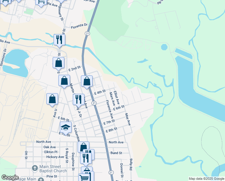 map of restaurants, bars, coffee shops, grocery stores, and more near 915 East 4th Street in Bogalusa
