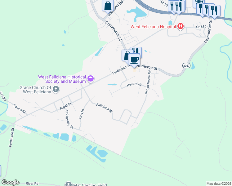 map of restaurants, bars, coffee shops, grocery stores, and more near 9949 Havard Street in Saint Francisville