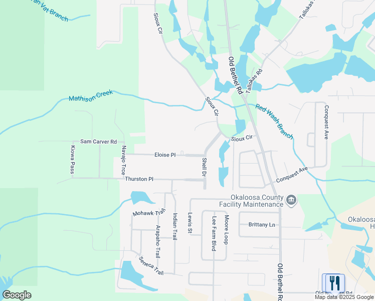 map of restaurants, bars, coffee shops, grocery stores, and more near 103 Eloise Place in Crestview
