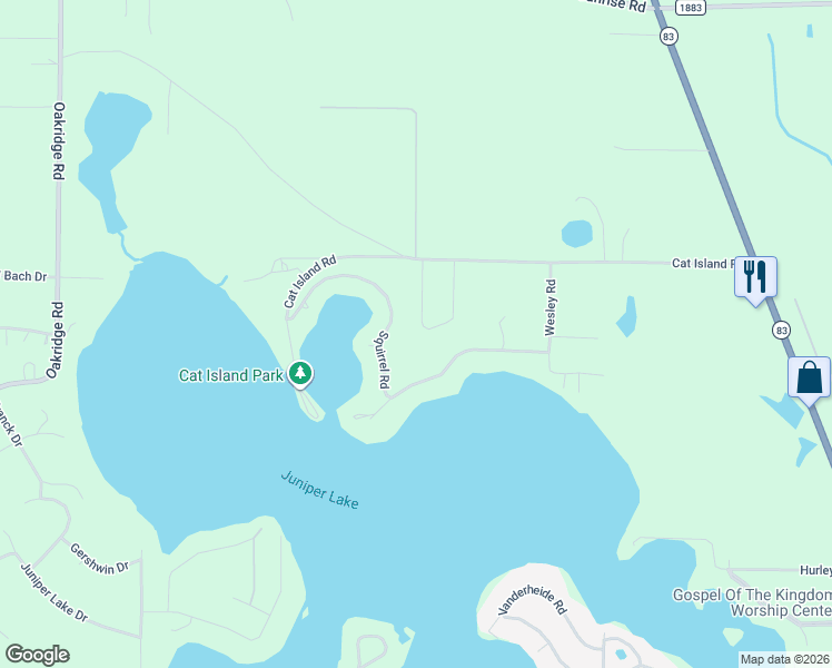 map of restaurants, bars, coffee shops, grocery stores, and more near 522 Squirrel Road in DeFuniak Springs