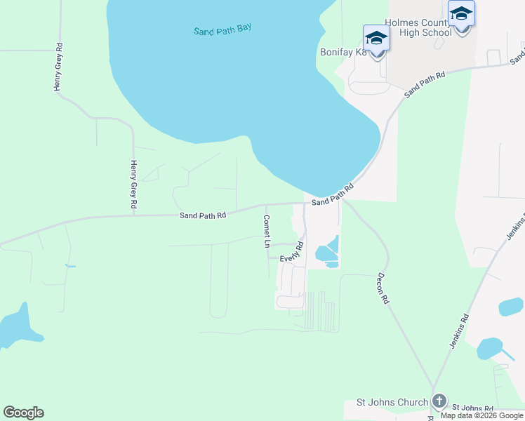 map of restaurants, bars, coffee shops, grocery stores, and more near 2483 Comet Lane in Bonifay
