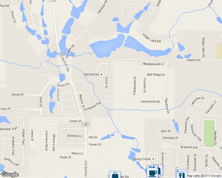 map of restaurants, bars, coffee shops, grocery stores, and more near 140 Conquest Avenue in Crestview