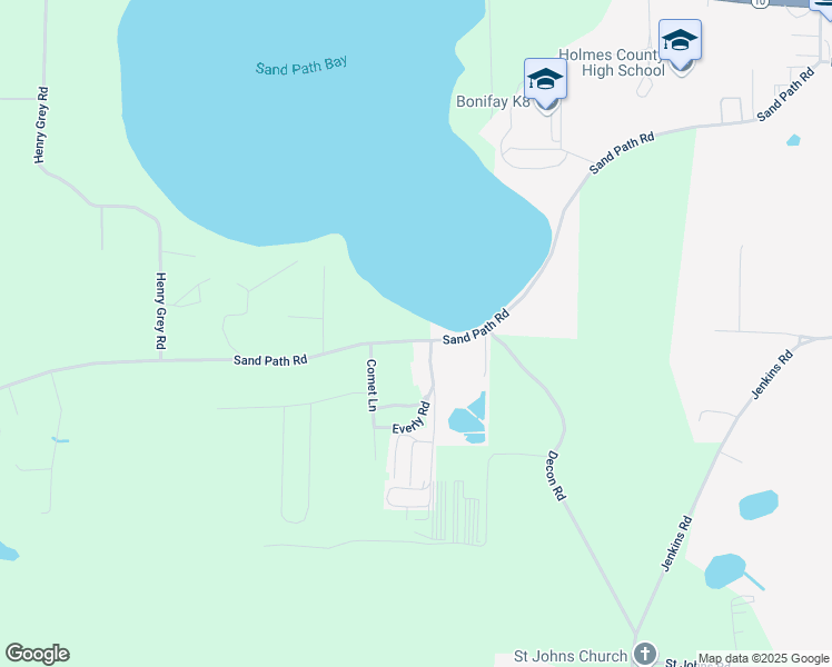 map of restaurants, bars, coffee shops, grocery stores, and more near 3015 Sand Path Road in Bonifay