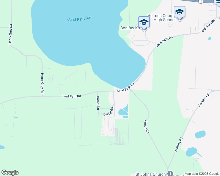 map of restaurants, bars, coffee shops, grocery stores, and more near 3015 Sand Path Road in Bonifay