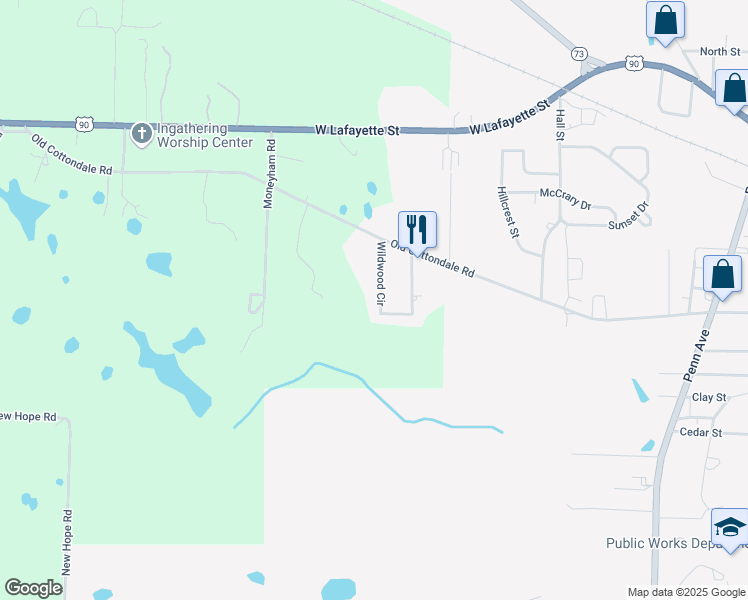 map of restaurants, bars, coffee shops, grocery stores, and more near 2915 Wildwood Circle in Marianna