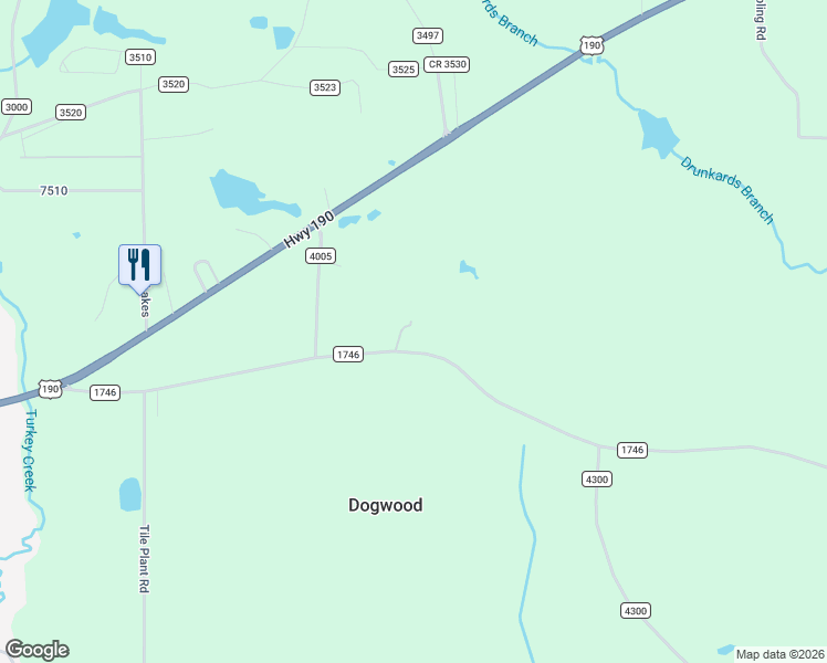 map of restaurants, bars, coffee shops, grocery stores, and more near 939 Farm to Market Road 1746 in Woodville