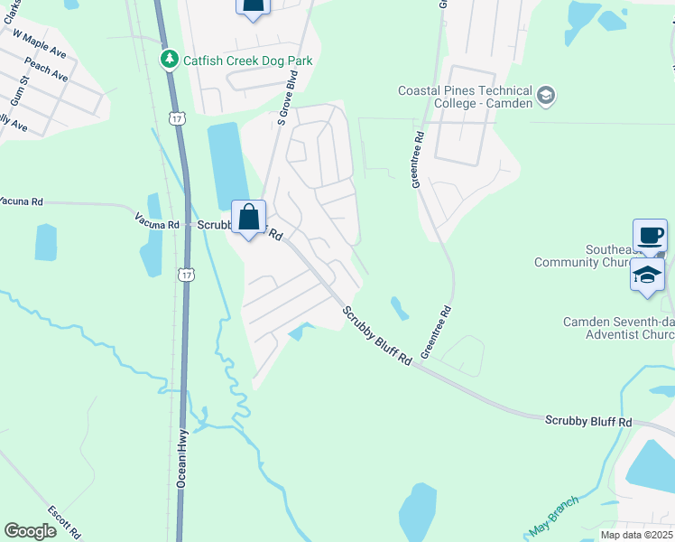 map of restaurants, bars, coffee shops, grocery stores, and more near 108 Palmetto Street in Kingsland