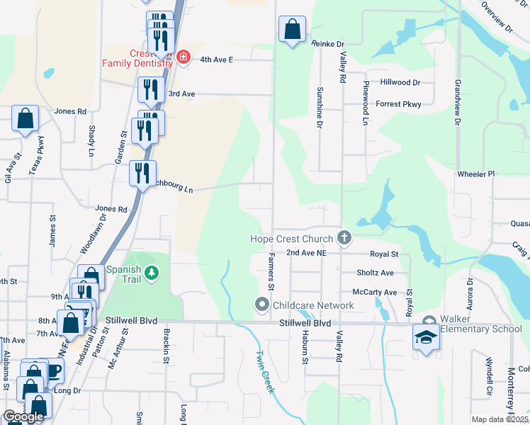 map of restaurants, bars, coffee shops, grocery stores, and more near 2868 Soles Lane in Crestview