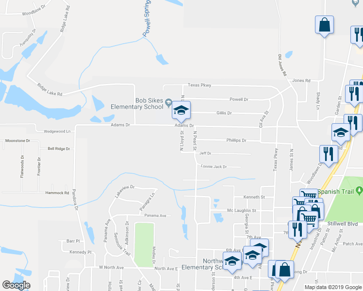 map of restaurants, bars, coffee shops, grocery stores, and more near 1499 North Lloyd Street in Crestview