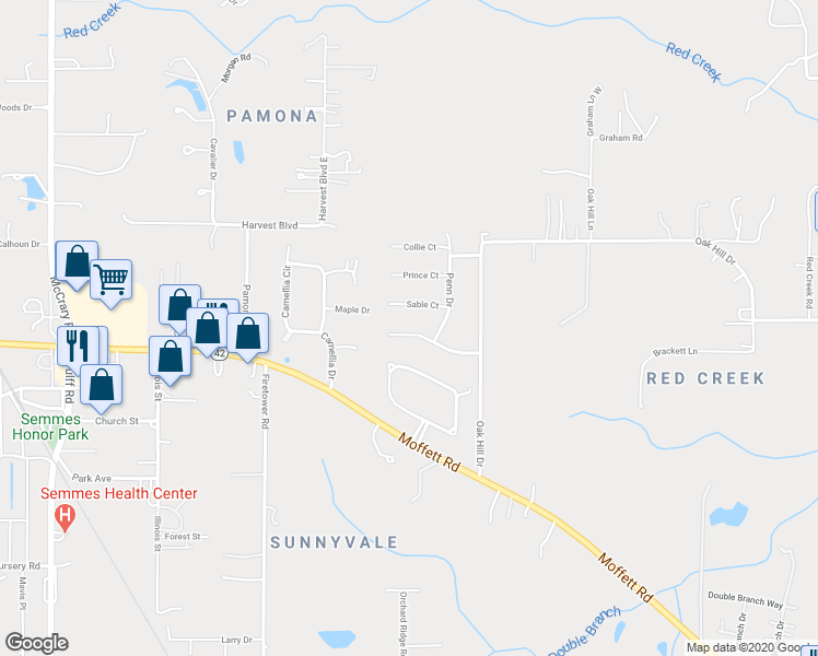 map of restaurants, bars, coffee shops, grocery stores, and more near 8600 Palmer Woods Drive in Semmes
