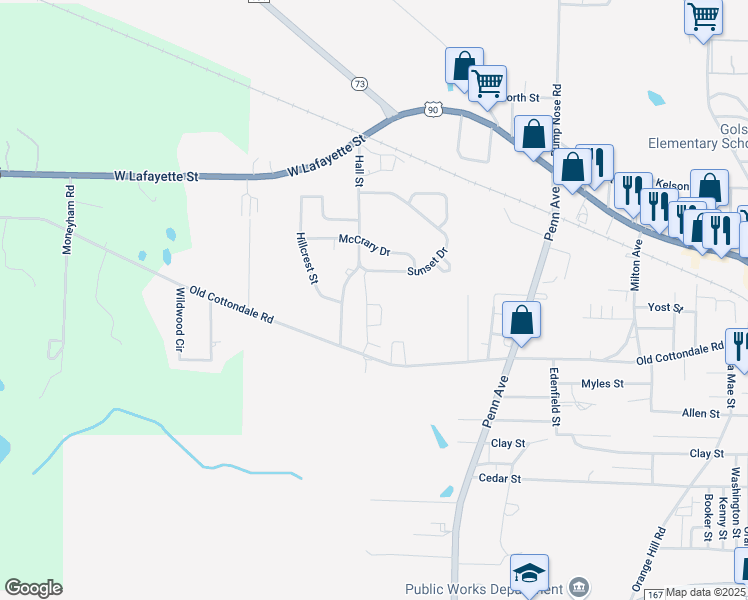 map of restaurants, bars, coffee shops, grocery stores, and more near 2912 Sunset Drive in Marianna