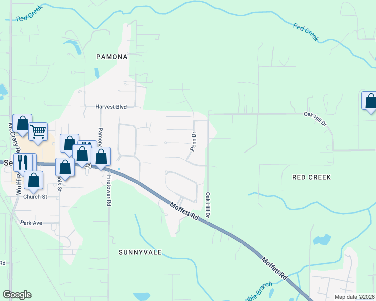 map of restaurants, bars, coffee shops, grocery stores, and more near 8581-8591 Sable Drive in Semmes