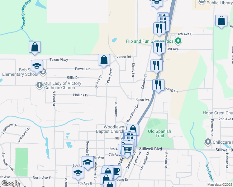 map of restaurants, bars, coffee shops, grocery stores, and more near 223 Ridge Drive in Crestview