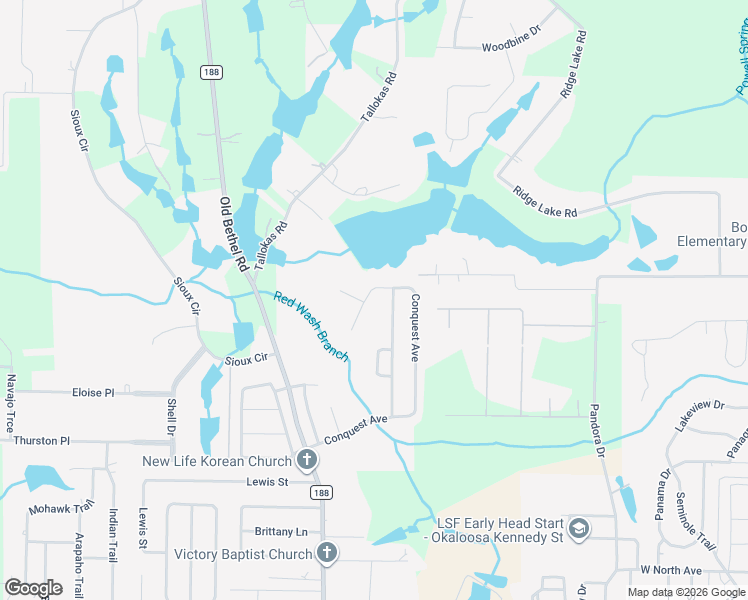 map of restaurants, bars, coffee shops, grocery stores, and more near 182 Conquest Avenue in Crestview