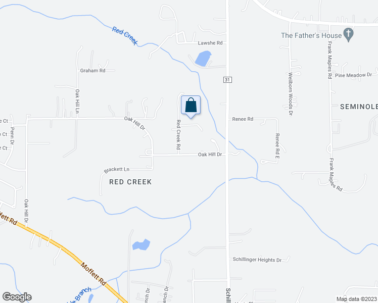 map of restaurants, bars, coffee shops, grocery stores, and more near 7930 Oak Hill Drive in Semmes