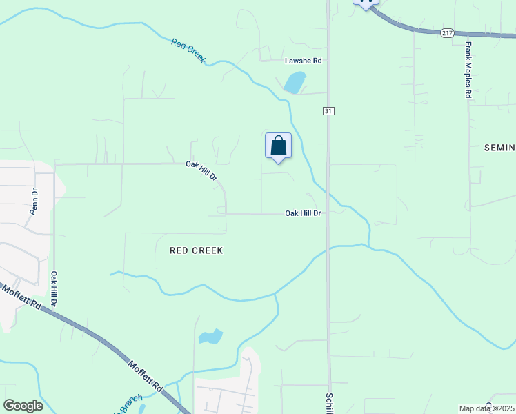map of restaurants, bars, coffee shops, grocery stores, and more near 7970 Oak Hill Drive in Semmes