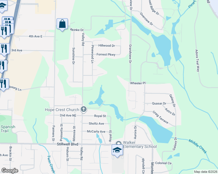 map of restaurants, bars, coffee shops, grocery stores, and more near 2914 Orchidcrest Drive in Crestview