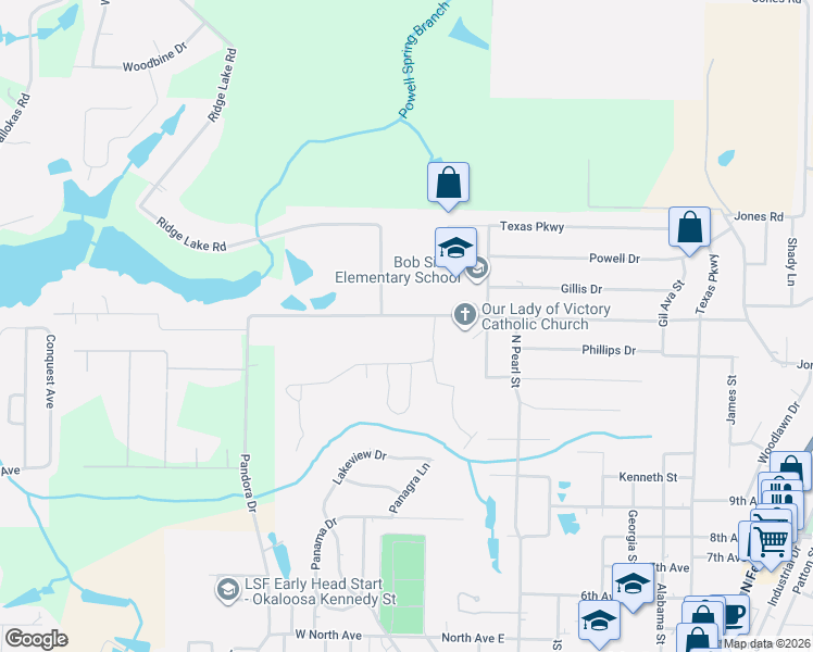 map of restaurants, bars, coffee shops, grocery stores, and more near 610 Adams Drive in Crestview
