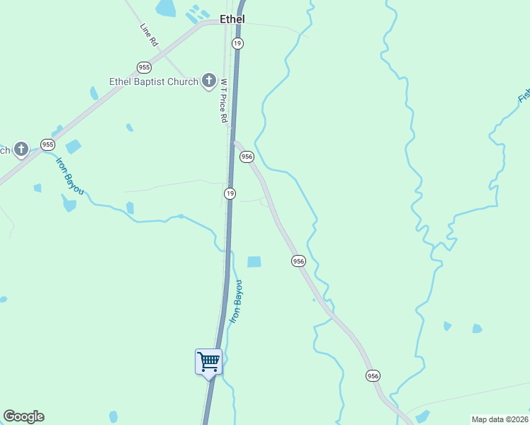 map of restaurants, bars, coffee shops, grocery stores, and more near 4248 Louisiana 956 in Ethel