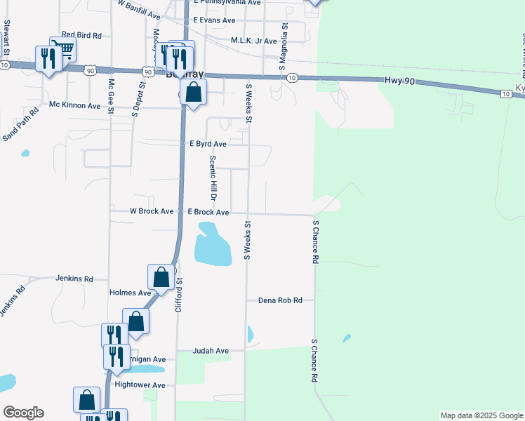 map of restaurants, bars, coffee shops, grocery stores, and more near 558 East Brock Avenue in Bonifay
