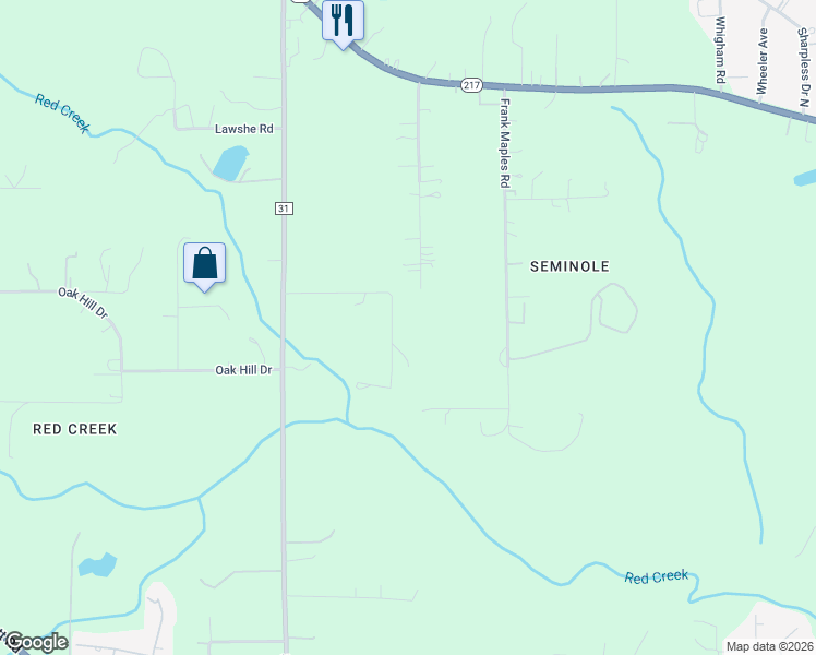 map of restaurants, bars, coffee shops, grocery stores, and more near 4316-4398 Renee Road East in Semmes
