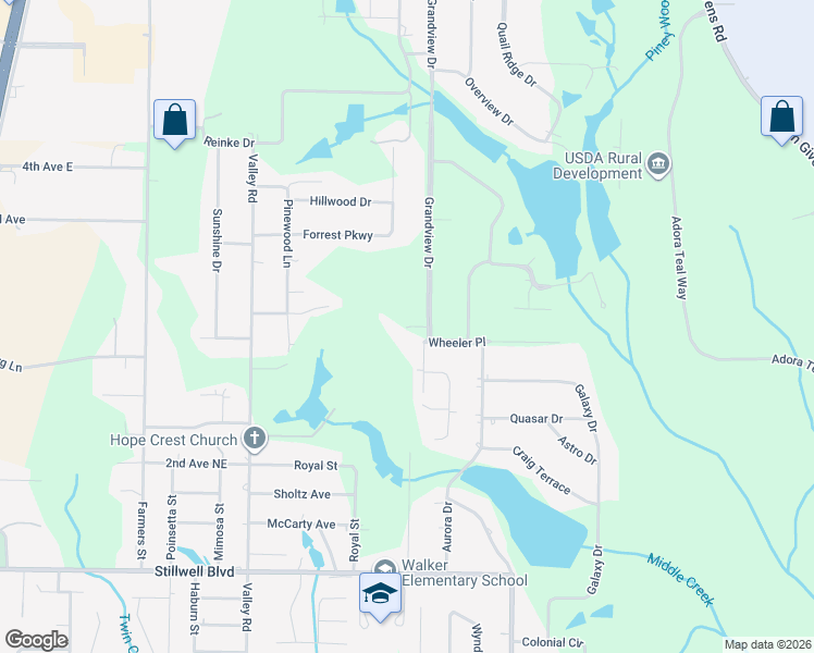 map of restaurants, bars, coffee shops, grocery stores, and more near 1203 Grandview Drive in Crestview