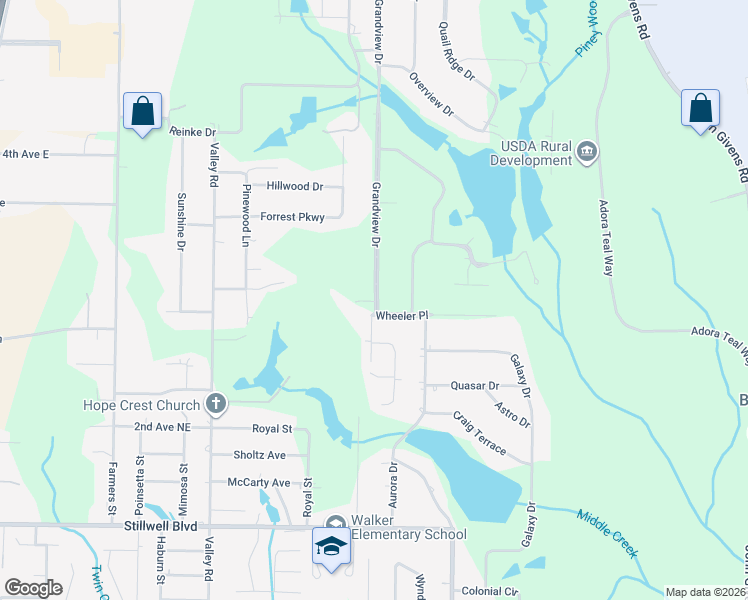 map of restaurants, bars, coffee shops, grocery stores, and more near 1203 Grandview Drive in Crestview