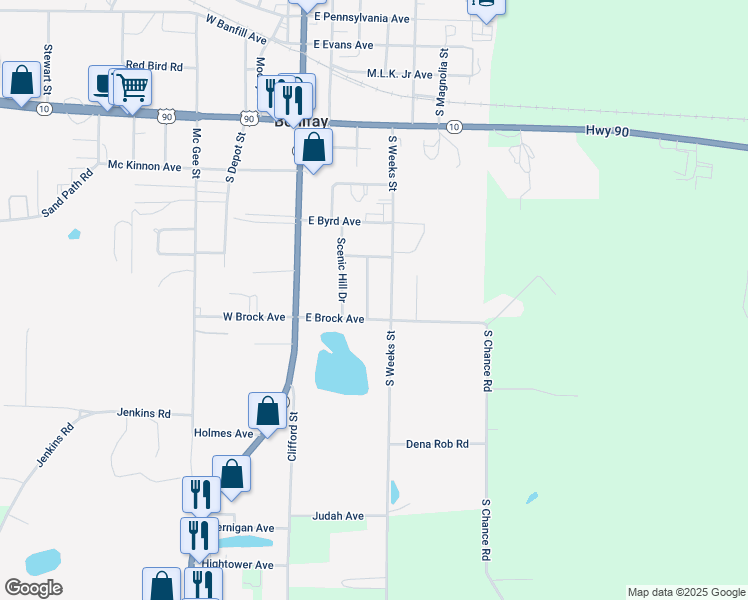 map of restaurants, bars, coffee shops, grocery stores, and more near 1001-1017 Creswell Street in Bonifay