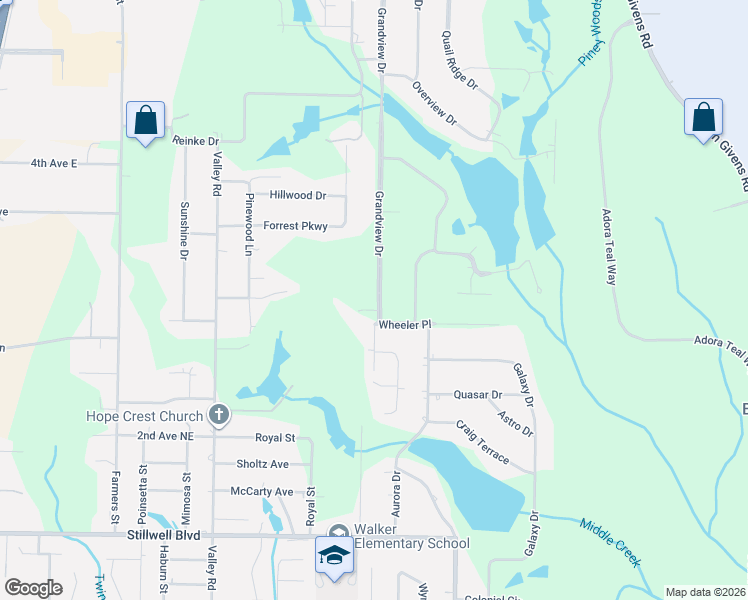 map of restaurants, bars, coffee shops, grocery stores, and more near 1203 Grandview Drive in Crestview