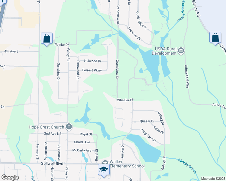 map of restaurants, bars, coffee shops, grocery stores, and more near 1203 Grandview Drive in Crestview