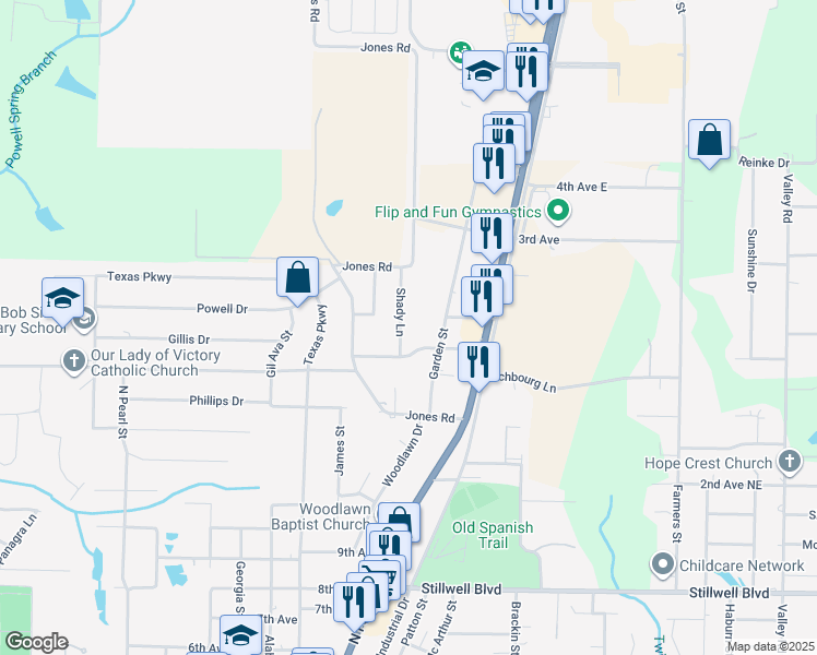 map of restaurants, bars, coffee shops, grocery stores, and more near 198 Park Lane in Crestview