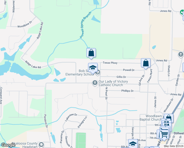 map of restaurants, bars, coffee shops, grocery stores, and more near 425 Adams Drive in Crestview