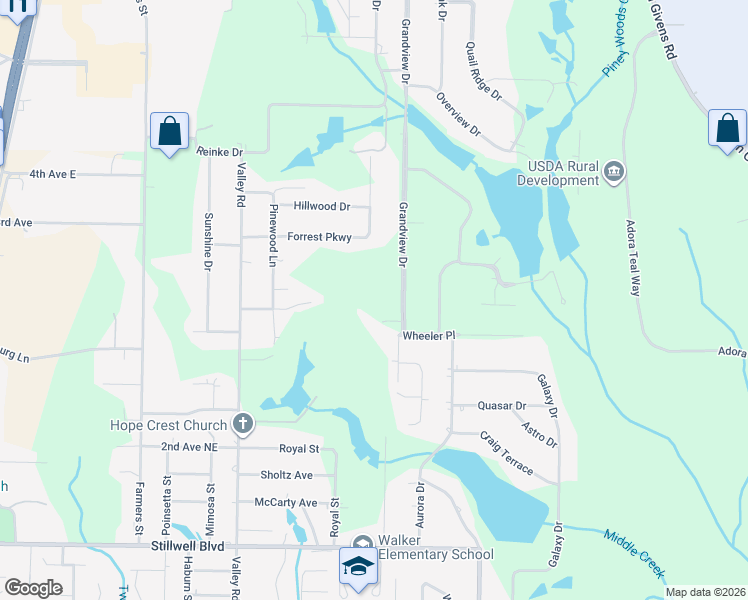 map of restaurants, bars, coffee shops, grocery stores, and more near 1203 Grandview Drive in Crestview