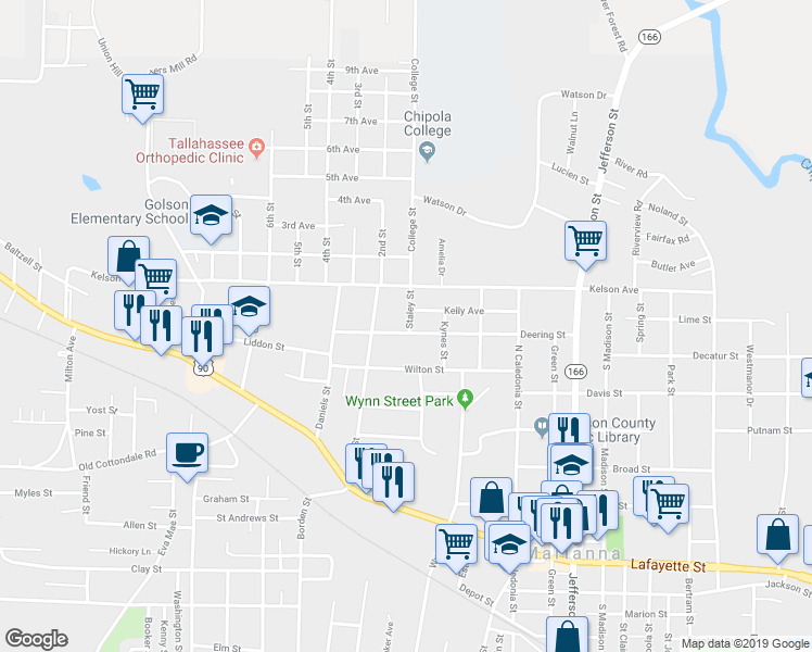 map of restaurants, bars, coffee shops, grocery stores, and more near 2981 Staley Street in Marianna