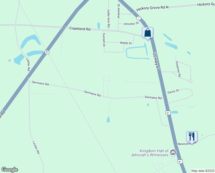 map of restaurants, bars, coffee shops, grocery stores, and more near 3312-3398 Island Drive in Valdosta