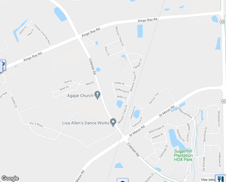 map of restaurants, bars, coffee shops, grocery stores, and more near 149 Aidan Court in Saint Marys